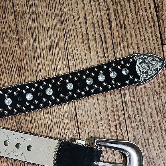 Guess Studded Black Belt with Silver Bling Buckle Westrtn Cowgirl Vintage - Picture 16 of 16